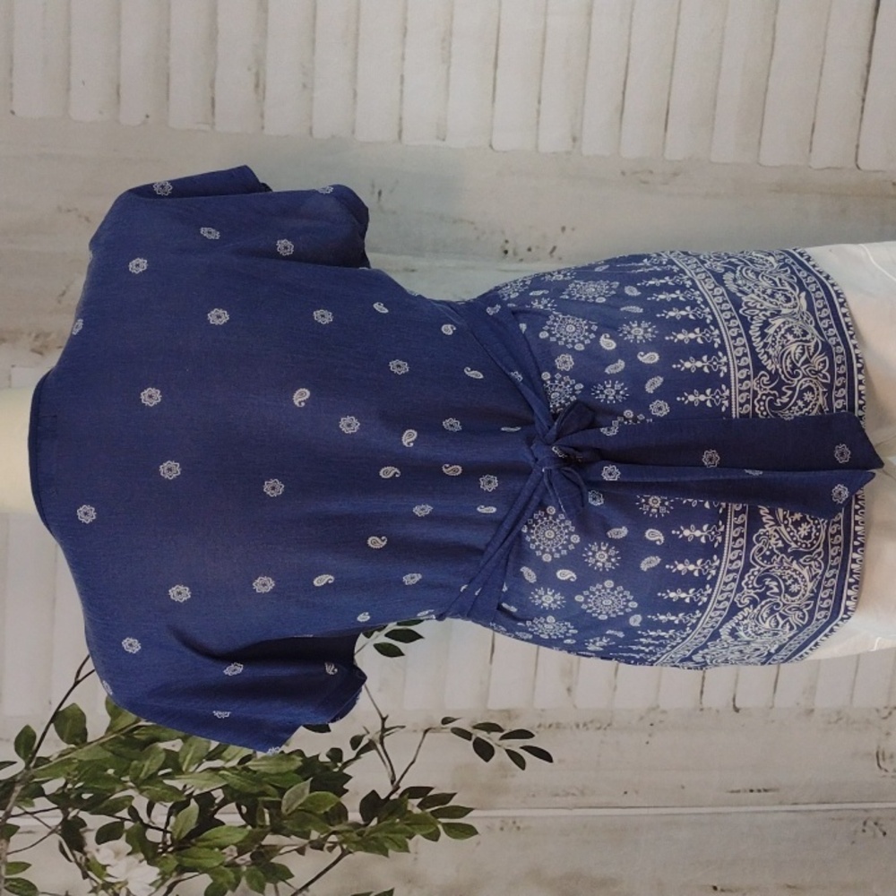 Younique Smocked Waist Blue and White, Size XL - Picture 4 of 4